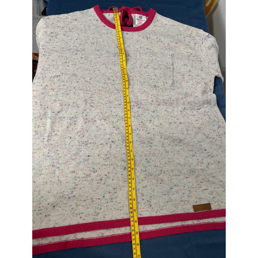 Marleylilly Confetti Knit Sweater‎ Womens L/XL Pink Trim Tie Back Tunic Cream - Picture 7 of 10